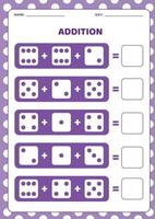 Dice addition worksheet vector