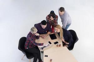 aerial view of business people group on meeting photo