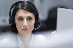 female call centre operator doing her job photo