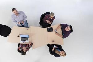 aerial view of business people group on meeting photo