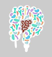 ilustración de microbioma humano con imagen vectorial de intestinos y bacterias. gastroenterólogo bifidobacterias, lactobacilos. bacterias de ácido láctico. vector