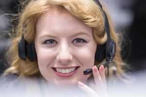 female call centre operator doing her job photo