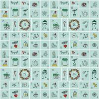 Seamless pattern with cute doodle winter elements. Advent calendar. Seasonal objects background. Good for wrapper, fabric, textile, scrapbook. vector