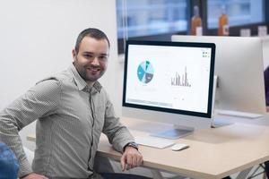 startup business, software developer working on computer photo