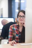 startup business, woman  working on desktop computer photo