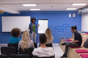 Black woman Speaker Seminar Corporate Business Meeting Concept photo