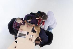 aerial view of business people group on meeting photo