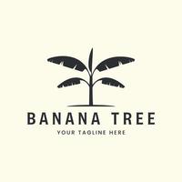 árbol de plátano con diseño de ilustración de icono de plantilla de vector de logotipo de estilo vintage