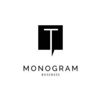 Initial Letter T Monogram Chat Logo Design Template vector