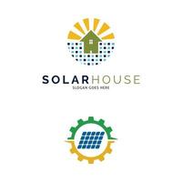 conjunto de diseño de ilustración de plantilla de logotipo de vector de icono de casa solar