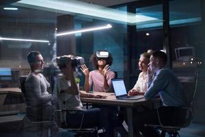 Multiethnic Business team using virtual reality headset photo