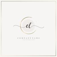 ET Initial Letter handwriting logo hand drawn template vector, logo for beauty, cosmetics, wedding, fashion and business vector