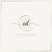 ID Initial Letter handwriting logo hand drawn template vector, logo for beauty, cosmetics, wedding, fashion and business vector