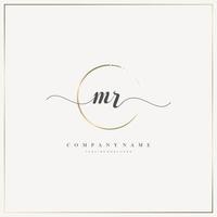 MR Initial Letter handwriting logo hand drawn template vector, logo for beauty, cosmetics, wedding, fashion and business vector