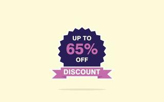 65 Percent discount offer, clearance, promotion banner layout with sticker style. vector