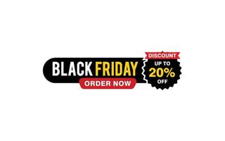 20 Percent discount black friday offer, clearance, promotion banner layout with sticker style. vector