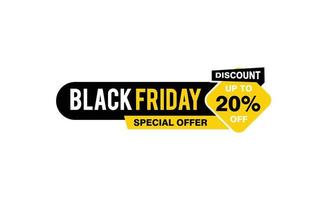 20 Percent discount black friday offer, clearance, promotion banner layout with sticker style. vector