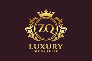 Initial ZQ Letter Royal Luxury Logo template in vector art for luxurious branding projects and other vector illustration.