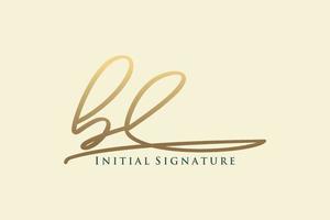 plantilla de logotipo de firma de letra bl inicial logotipo de diseño elegante. ilustración de vector de letras de caligrafía dibujada a mano.
