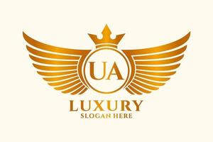 Luxury royal wing Letter UA crest Gold color Logo vector, Victory logo, crest logo, wing logo, vector logo template.