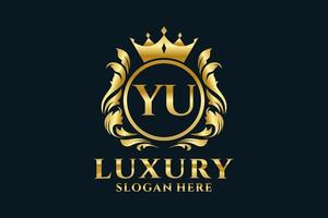 Initial YU Letter Royal Luxury Logo template in vector art for luxurious branding projects and other vector illustration.