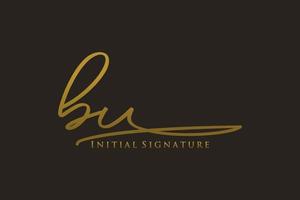 Initial BU Letter Signature Logo Template elegant design logo. Hand drawn Calligraphy lettering Vector illustration.