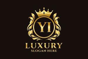 Initial YI Letter Royal Luxury Logo template in vector art for luxurious branding projects and other vector illustration.