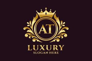 Initial AT Letter Royal Luxury Logo template in vector art for luxurious branding projects and other vector illustration.