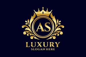 Initial AS Letter Royal Luxury Logo template in vector art for luxurious branding projects and other vector illustration.