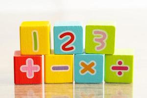 Math number colorful on white background, education study mathematics learning teach concept. photo