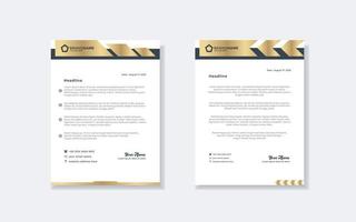 plantilla de diseño de membrete dorado de lujo moderno para papelería para empresa comercial formato editable eps10 vector