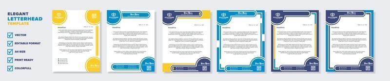 nueva y elegante plantilla de membrete moderna para diseño estacionario para corporación comercial con formato editable de color amarillo y azul eps10 para descargar vector