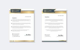 plantilla de diseño de membrete dorado de lujo moderno para papelería para empresa comercial formato editable eps10 vector