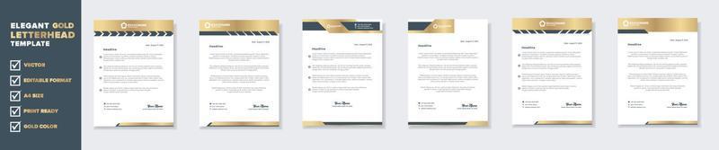 plantilla de diseño de membrete dorado de lujo para papelería para empresa comercial formato editable eps10 vector