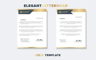 plantilla de diseño de membrete dorado de lujo moderno para papelería para empresa comercial formato editable eps10 vector