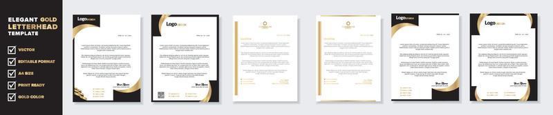 plantilla de diseño de membrete dorado de lujo moderno para papelería para empresa comercial formato editable eps10 vector