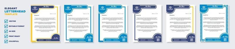 new modern elegant of letterhead template for stationary design for business corporation with yellow and blue color editable format eps10 for download vector