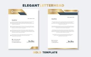 plantilla de diseño de membrete dorado de lujo moderno para papelería para empresa comercial formato editable eps10 vector