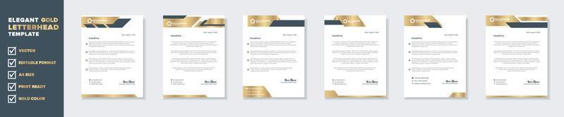 plantilla de diseño de membrete dorado de lujo para papelería para empresa comercial formato editable eps10 vector