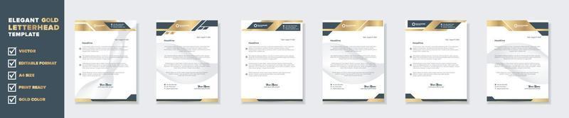 plantilla de diseño de membrete dorado de lujo para papelería para empresa comercial formato editable eps10 vector