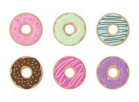 conjunto de donas de colores vector