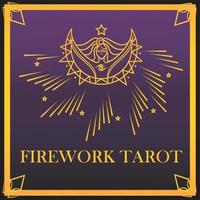 logotipo de tarot de fuegos artificiales con color dorado y morado vector