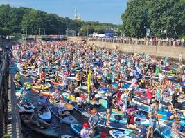 St Petersburg, Russia, 2022 - Seven's International SUP Festival brought six thousand people in one place and broke world record photo