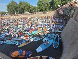 St Petersburg, Russia, 2022 - Seven's International SUP Festival brought six thousand people in one place and broke world record photo