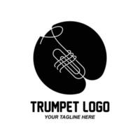 Trumpet logo design, generate melody, musical instrument vector sketch illustration