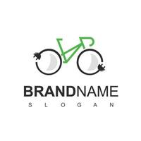 vector de diseño de logotipo de bicicleta eléctrica, símbolo de bicicleta ecológico