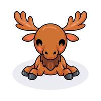 Cute little moose cartoon sitting vector