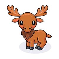 Cute little moose cartoon posing vector
