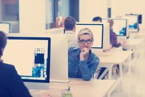 startup business, woman  working on desktop computer photo