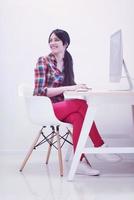 startup business, woman  working on desktop computer photo